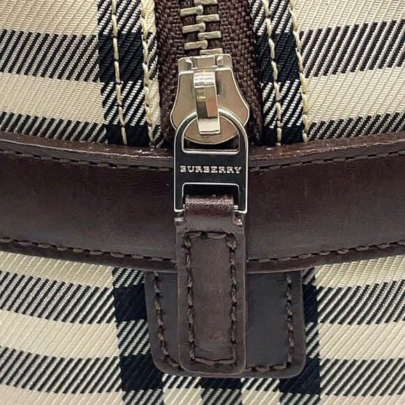 Authentic BURBERRY Nova Check Canvas x Leather Beige Boston Bag with FREE Wallet - Picture 8 of 11